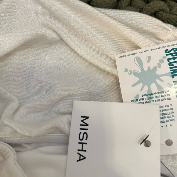 NWT | Misha Keoni Ruched Midi Dress Medium White Bridal - Picture 4 of 4